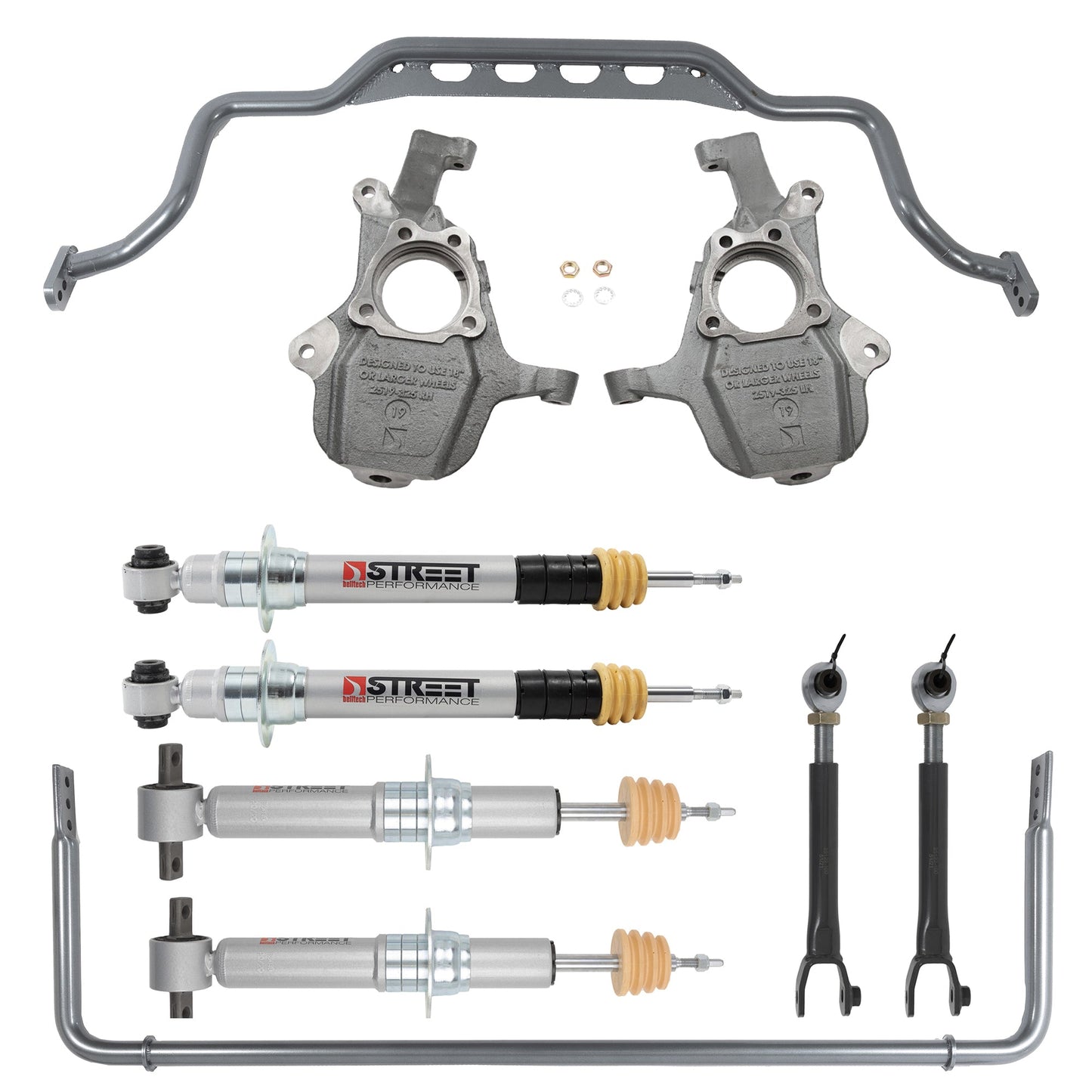BELLTECH 1104SPS LOWERING KIT FRONT AND REAR COMPLETE KIT W/ STREET PERFORMANCE STRUTS 2021+ GM TAHOE / YUKON 2WD/4WD SHORT WHEEBASE