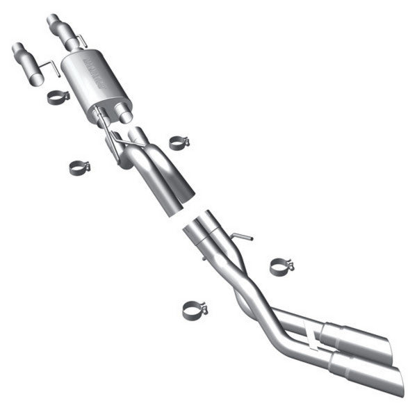 2011-2013 Ford F150 Stainless Steel Cat-Back Exhaust - Dual Same Side Exit Behind Rear Tire
