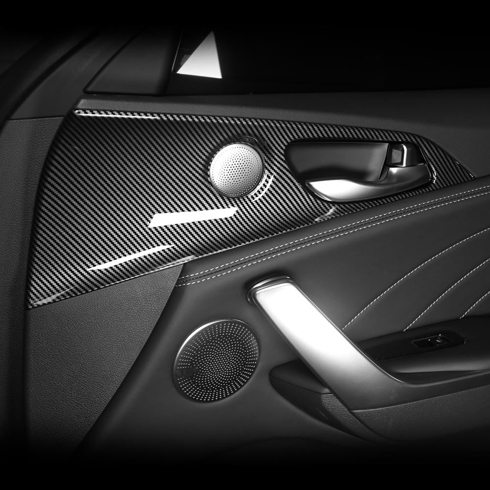Door Trim Strip Handle Bowl Panel Decoration Frame Carbon Fiber Sequins Cover For Kia Stinger GT 2018-2022 LHD