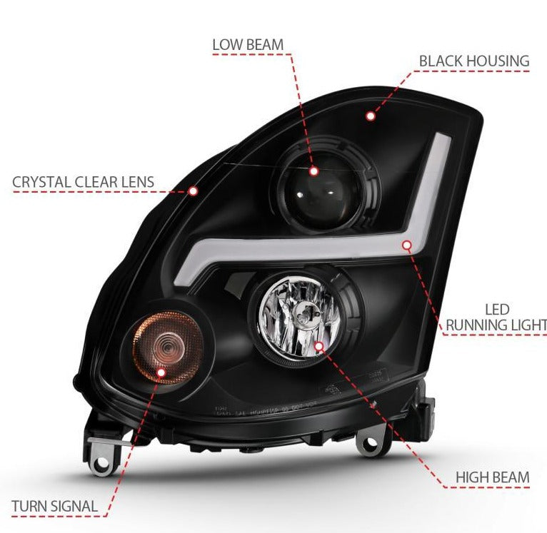 Anzo USA Projector Headlight Set Infiniti G35 2003-2007