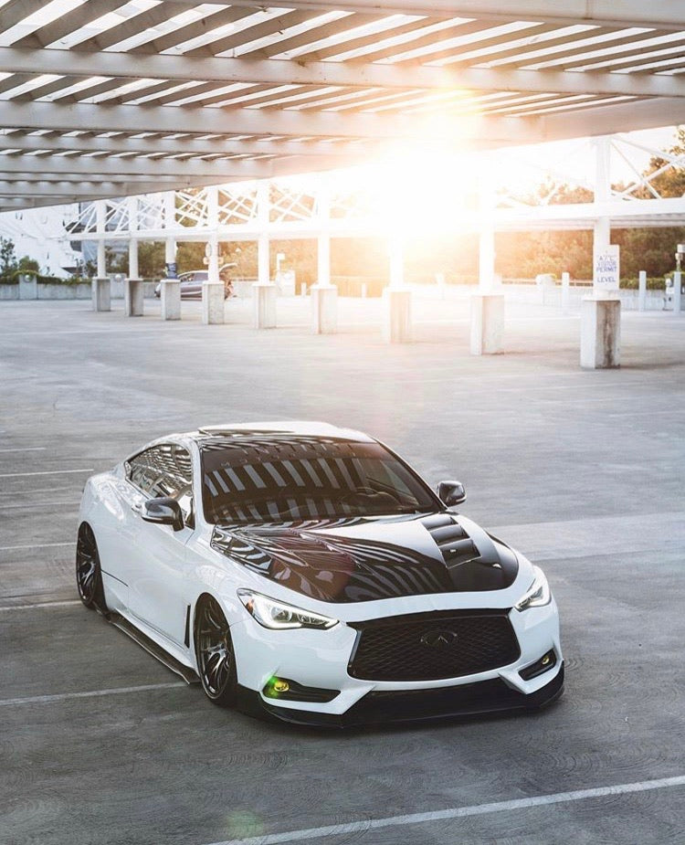 2017+ Q60 Coupe AMS CF Hood/ with low pressure struts