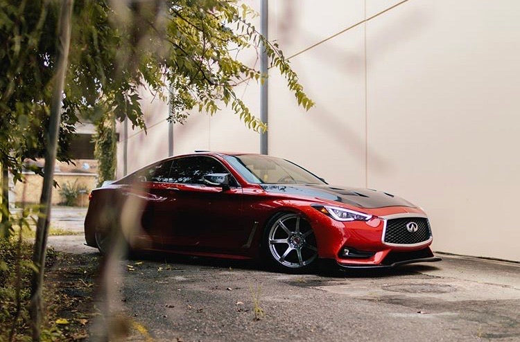 2017+ Q60 Coupe AMS CF Hood/ with low pressure struts