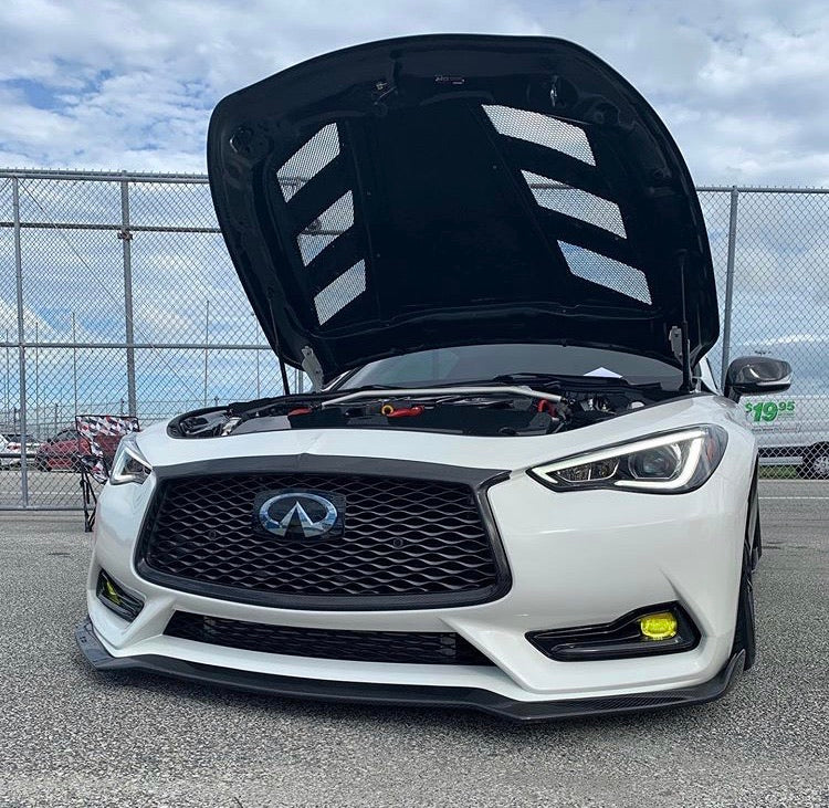 2017+ Q60 Coupe AMS CF Hood/ with low pressure struts