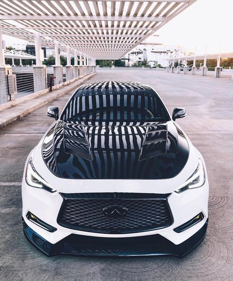 2017+ Q60 Coupe AMS CF Hood/ with low pressure struts