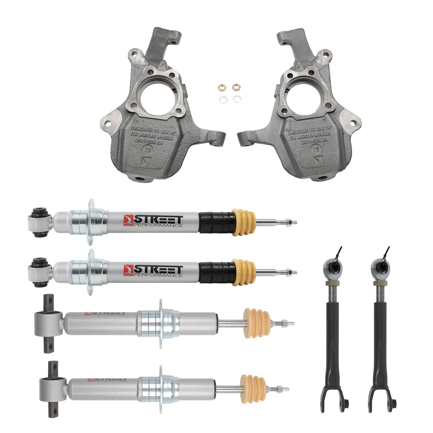 BELLTECH 1104SP LOWERING KIT FRONT AND REAR COMPLETE KIT W/ STREET PERFORMANCE STRUTS 2021+ GM TAHOE / YUKON 2WD/4WD SHORT WHEEBASE