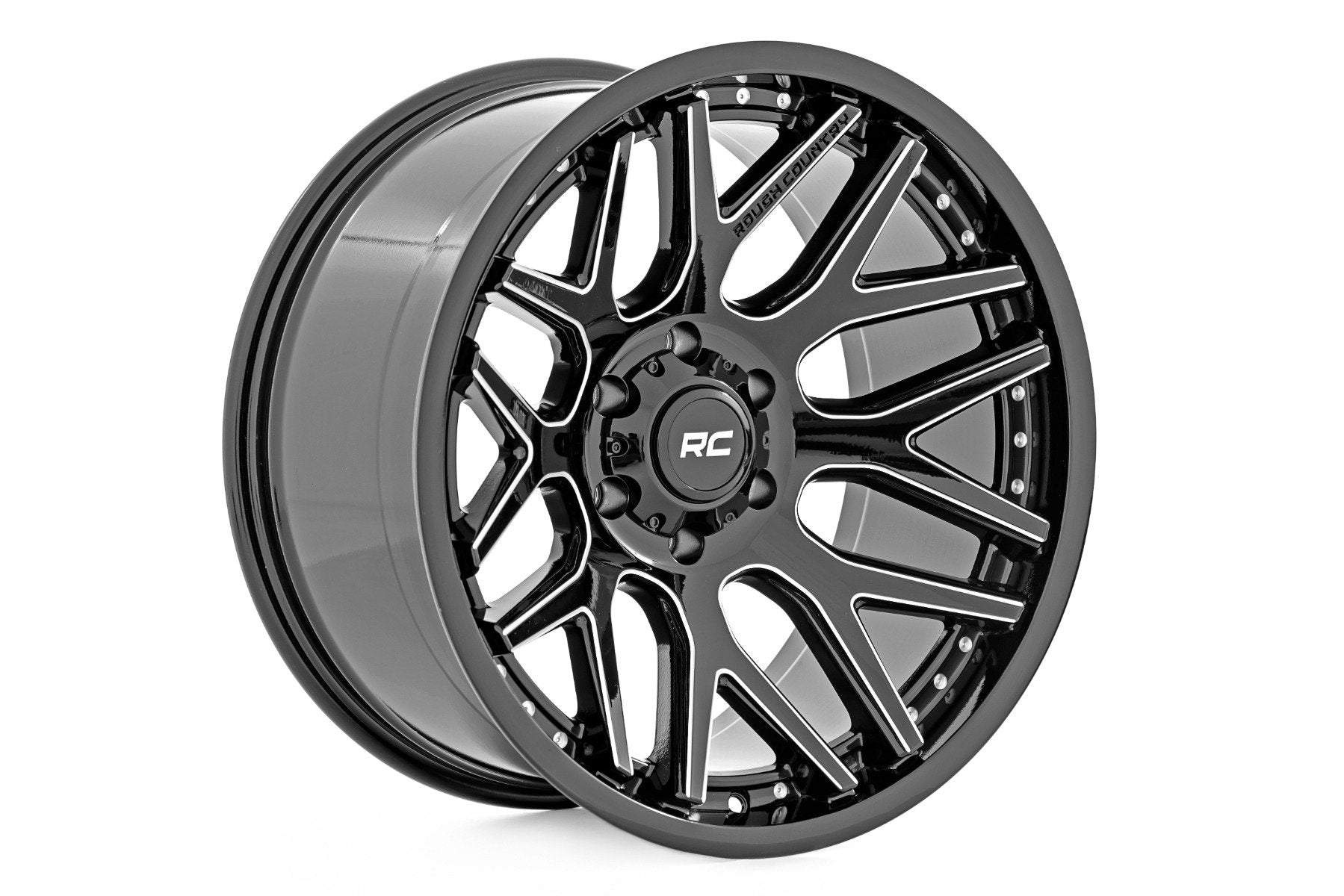 Rough Country 95 Series Wheel | Machined One-Piece | Gloss Black | 22x10 | 8x6.5 | -19mm | 2001-2010