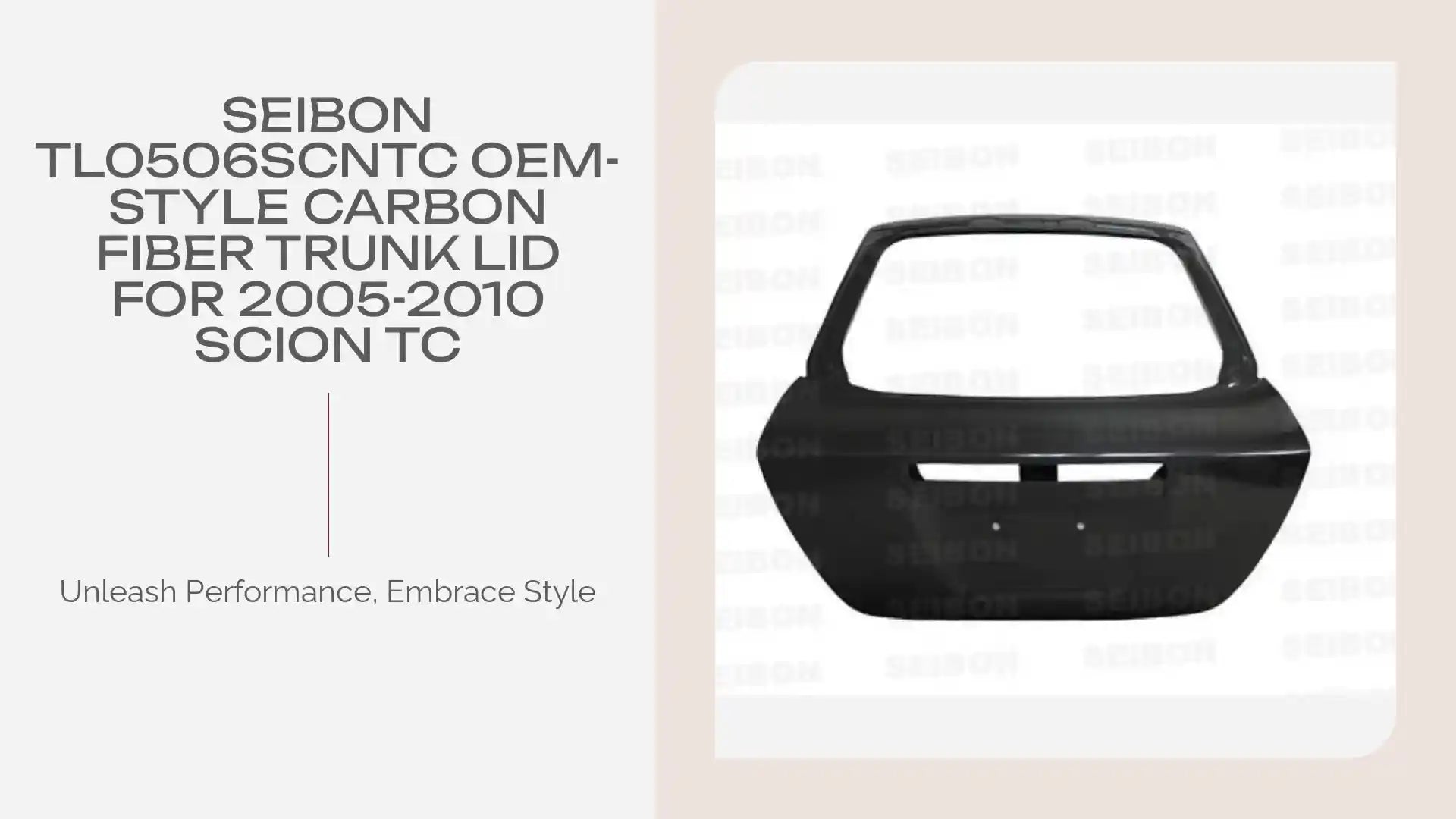 Seibon TL0506SCNTC OEM-style carbon fiber trunk lid for 2005-2010 Scion TC by@Outfy
