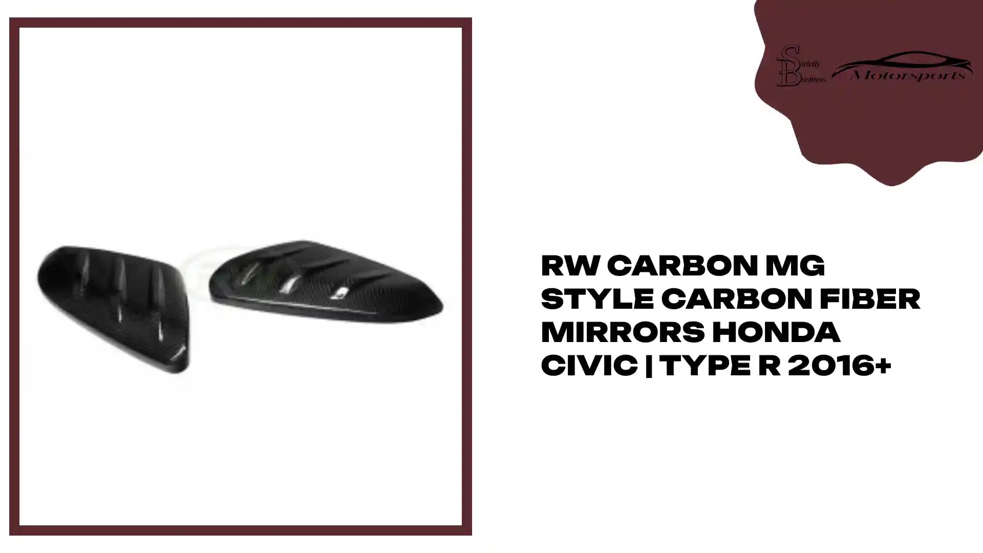 RW Carbon MG Style Carbon Fiber Mirrors Honda Civic | Type R 2016+ by@Outfy