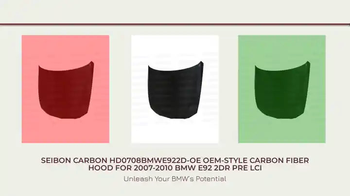 Seibon Carbon HD0708BMWE922D-OE OEM-style Carbon Fiber Hood For 2007-2010 BMW E92 2DR Pre LCI by@Outfy