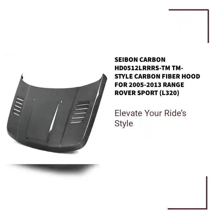 Seibon Carbon HD0512LRRRS-TM TM-style Carbon Fiber Hood For 2005-2013 Range Rover Sport (L320) by@Outfy