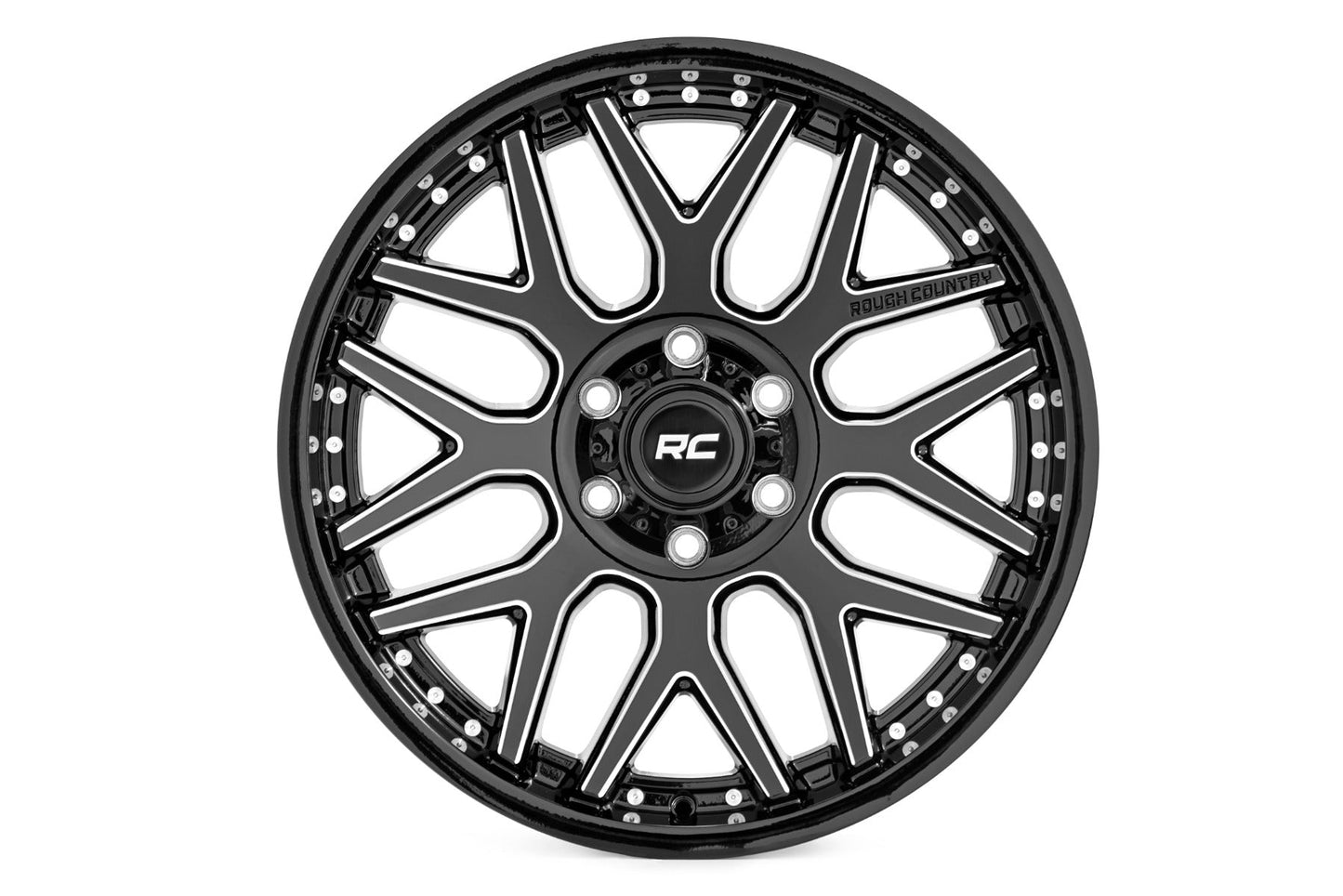 Rough Country 95 Series Wheel | Machined One-Piece | Gloss Black | 22x10 | 8x6.5 | -19mm | 2001-2010