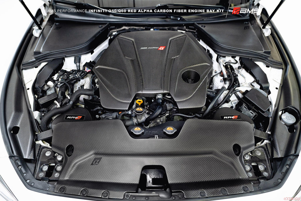 AMS Performance Red Alpha Matte Carbon Front Duct Infiniti Q50 | Q60 2016-2022