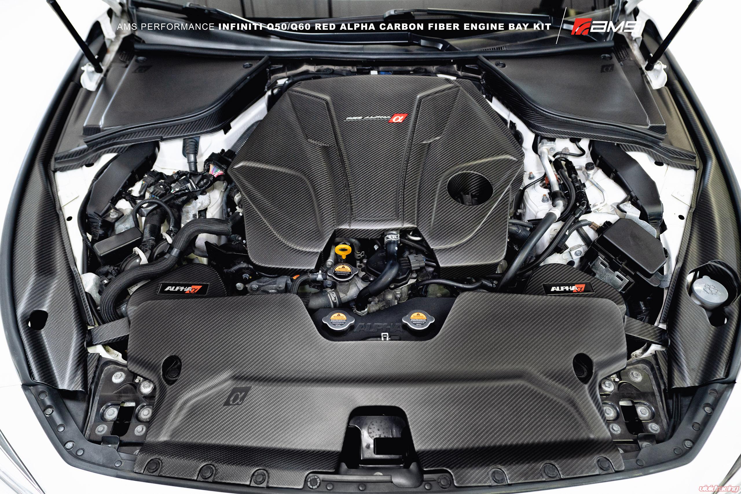 AMS Performance Red Alpha Matte Carbon Front Duct Infiniti Q50 | Q60 2016-2022