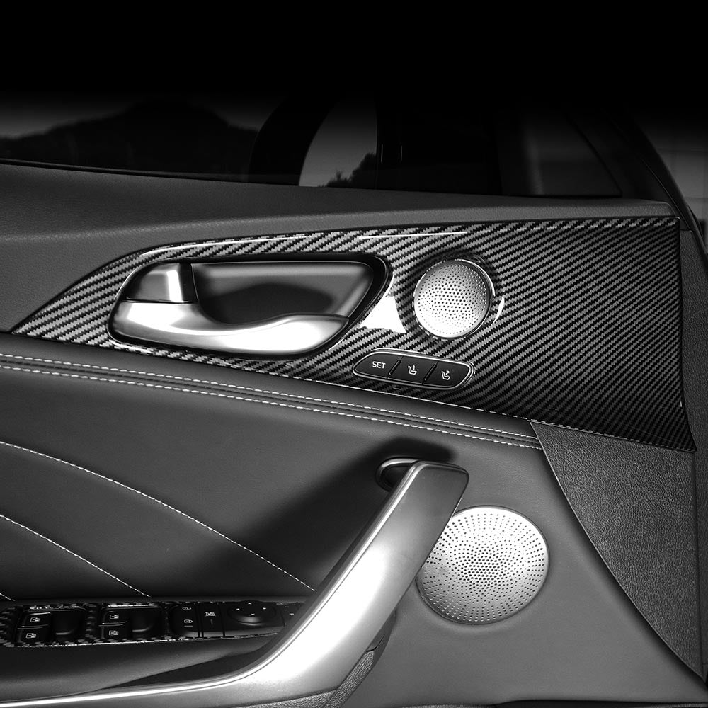 Door Trim Strip Handle Bowl Panel Decoration Frame Carbon Fiber Sequins Cover For Kia Stinger GT 2018-2022 LHD