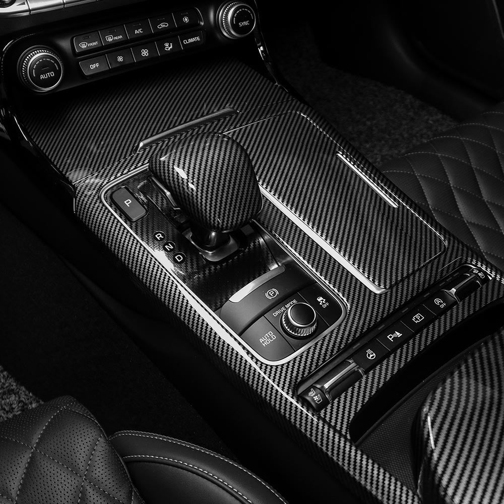 Interior Accessories Carbon Fiber Style Car Gear Shift Panel Cover Trim For KIA Stinger 2018 2019 2020 2021 2022