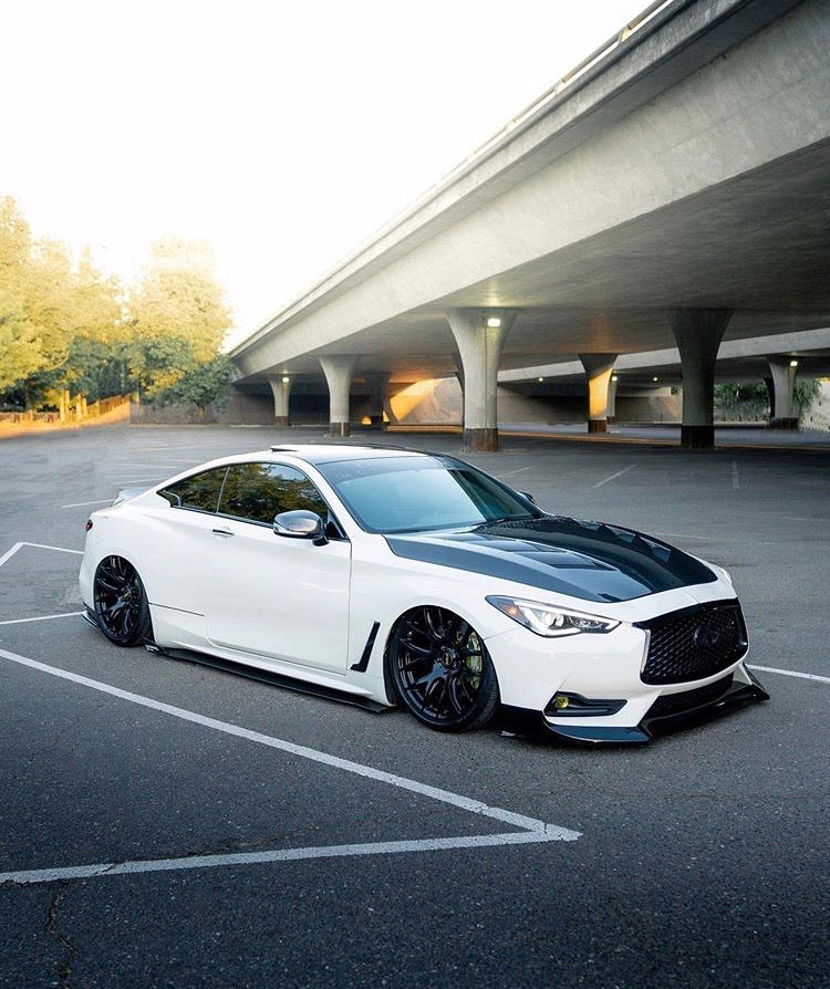 2017+ Q60 Coupe AMS CF Hood/ with low pressure struts